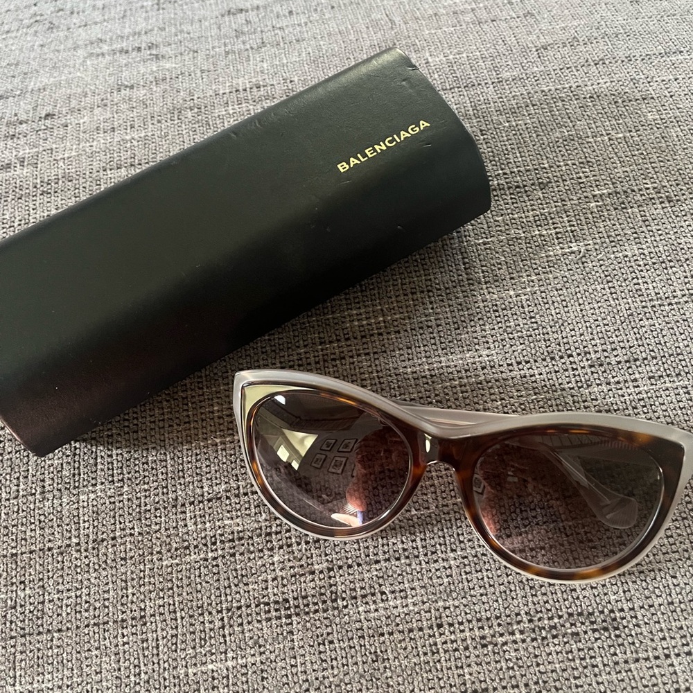 Balenciaga White/Brown BA 65 56B Cateye Sunglasses